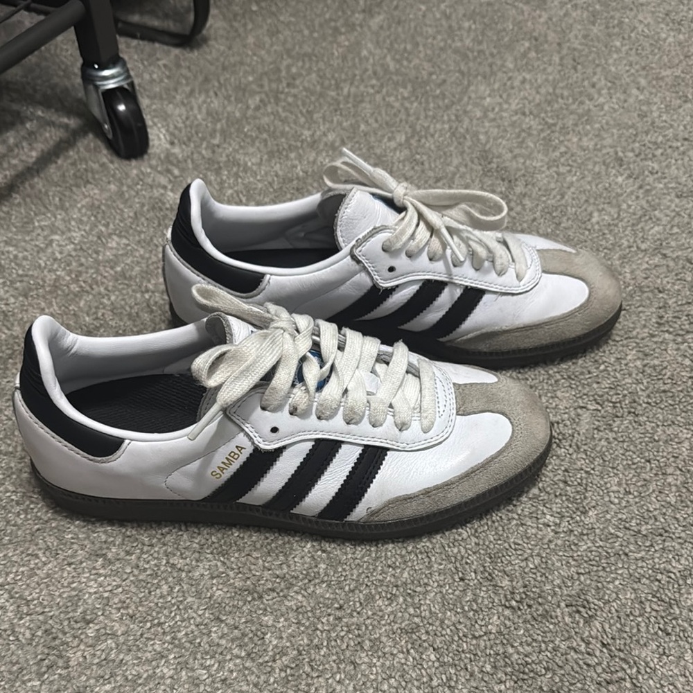 Adidas White and Black Sneakers with Classic Stripes